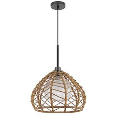 Dunn 60W Metal Pendant With Burlap Roped Shade