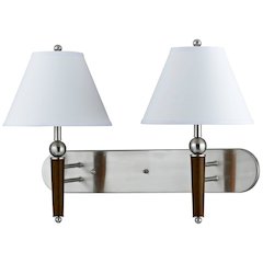 60W X 2 Metal Wall Lamp With Hardback Fabric Shade And Rocker Switches
