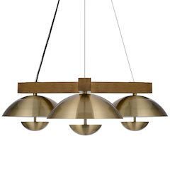 Lakeland 15W X 3 Intergrated Dimmable Led Metal / Birch Wood Pendant Light