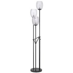 60W X 3 Oconto Metal Floor Lamp With Patterned Glass Shades.