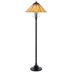 60W X 2 Metal/Resin Tiffany Table Lamp With Pull Chain Switches