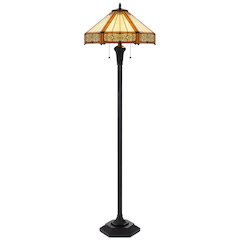 60W X 2 Metal/Resin Tiffany Table Lamp With Pull Chain Switches