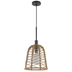 Parkton 60W Metal Pendant With Burlap Roped Shade