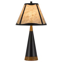 150W 3 Way Clemente Metal/Birch Wood Mica Table Lamp