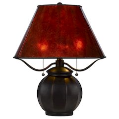 60W X 2 Indio Metal/Resin Mica Table Lamp With Pull Chain Switch