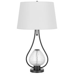 Forssa 100W 3 Way Table Lamp With 2W Led Night Light In Glass And Metal Base.