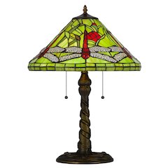 60W X 2 Metal/Resin Tiffany Table Lamp With Pull Chain Switches