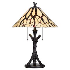 60W X 2 Metal/Resin Tiffany Table Lamp With Pull Chain Switches