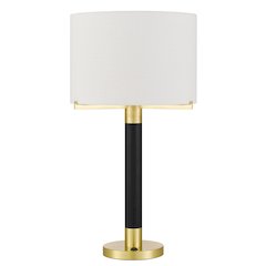 Goldston 100W Metal Table Lamp With Drum Hardback Fabric Shade