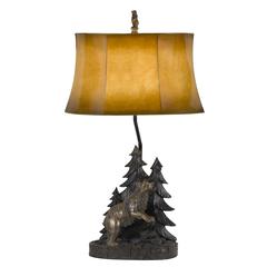 150W 3 Way Forest Resin Table Lamp With Leatherette Shade