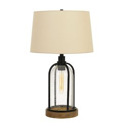 Ciney Glass/Metal/Pine Wood Table Lamp