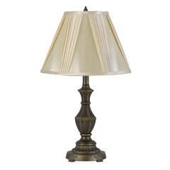 100W Cory Aluminum Casted Table Lamp With Softback Fan Pleated Faux Silk Shade