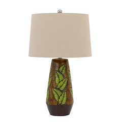 150W 3 way Hanson ceramic table lamp with hardback taper linen drum shade