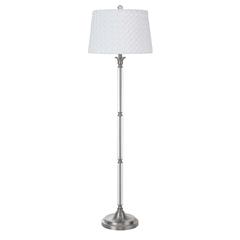 150W 3 Way Ruston Crystal/Metal Floor Lamp With Pleated Hardback Shade