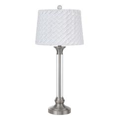 150W 3 Way Ruston Crystal/Metal Table Lamp With Pleated Hardback Shade