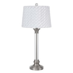 150W 3 Way Ruston Crystal/Metal Table Lamp With Pleated Hardback Shade
