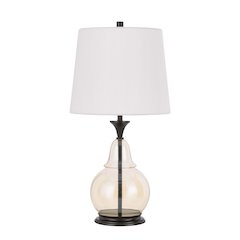 150W 3 Way Kittery Glass Table Lamp With Hardback Fabric Shade