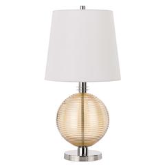 150W 3 Way Salisbury Glass Table Lamp With Hardback Fabric Shade