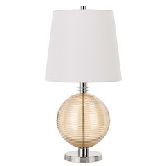 150W 3 Way Salisbury Glass Table Lamp With Hardback Fabric Shade