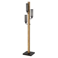 60W X 3 Lenox Lantern Style Rubber Wood / Metal Floor Lamp