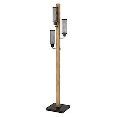 60W X 3 Lenox Lantern Style Rubber Wood / Metal Floor Lamp