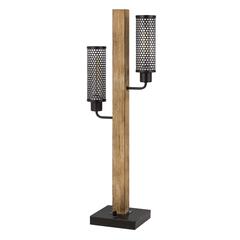 60W X 2 Lenox Lantern Style Rubber Wood / Metal Table Lamp