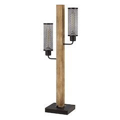 60W X 2 Lenox Lantern Style Rubber Wood / Metal Table Lamp