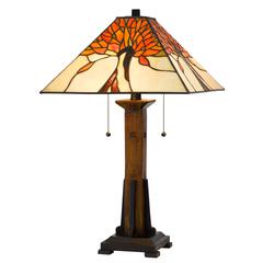60W X 2 Tiffany Table Lamp With Pull Chain Switch With Resin Lamp Body