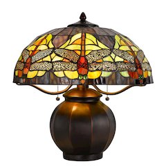 60W x 2 Tiffany table lamp with pull chain switch with metal lamp body