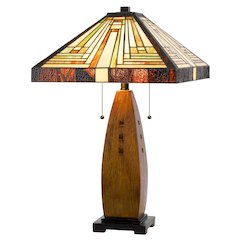 60W x 2 Tiffany table lamp with pull chain switch with resin lamp body