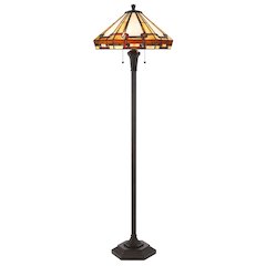 60W x 2 Tiffany table lamp with pull chain switch with metal and resin lamp body
