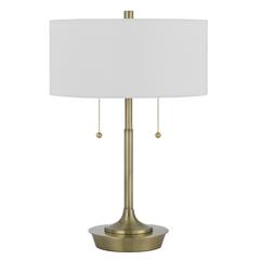 Kendal Metal Table Lamp With Pull Chain Switch, Drum Fabric Shade