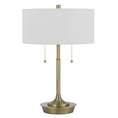Kendal Metal Table Lamp With Pull Chain Switch, Drum Fabric Shade