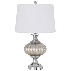 Ossona Metal/Glass Table Lamp With Hardback Taper Drum Shade
