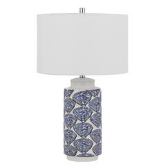 Cambiago Ceramic Table Lamp With Seashell Design And Linen Drum Shade