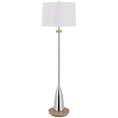 150W 3 Way Lockport Metal Floor Lamp With Rubber Wood Base