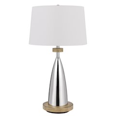 150W 3 Way Lockport Metal Table Lamp With Faux Wood Finish