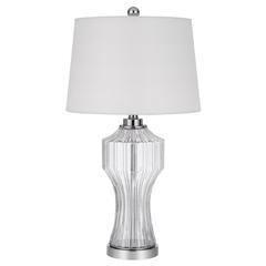 100W 3 Way Reston Column Glass Table Lamp
