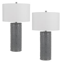 150W 3 Way Castine Ceramic Table Lamp. Priced And Sold As Pairs