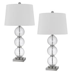 150W 3 Way Crosset Crackle Glass Table Lamp. Priced And Sold As Pairs