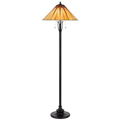 60W X 2 Metal/Resin Tiffany Table Lamp With Pull Chain Switches