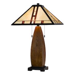 60W X 2 Metal/Resin Tiffany Table Lamp With Pull Chain Switches