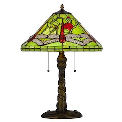 60W X 2 Metal/Resin Tiffany Table Lamp With Pull Chain Switches