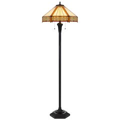 60W X 2 Metal/Resin Tiffany Table Lamp With Pull Chain Switches