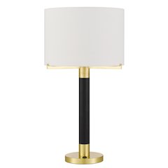 Goldston 100W Metal Table Lamp With Drum Hardback Fabric Shade