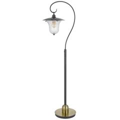 60W Walcott Downbridge Lantern Metal Floor Lamp With Bubbled Glass Shade