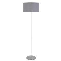 150W 3 Wayt Cromwell Metal Floor Lamp With Gray Linen Shade