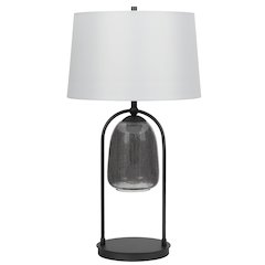 100W 3 way Midtown metal table lamp with glass shade and a 5W led Night light