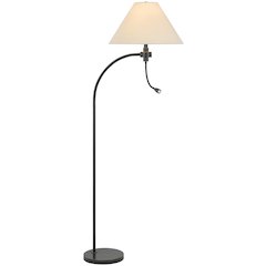 100W 3 way Ashland mini arc metal floor lamp with gooseneck 2W led reading light