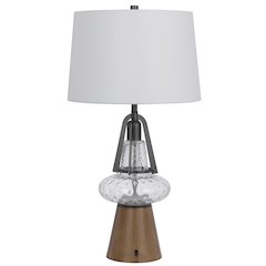 100W led Marietta metal/glass table lamp with 2W led night light